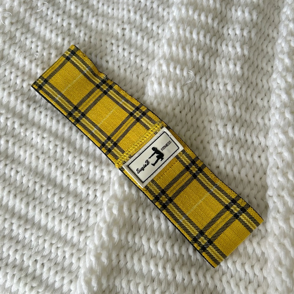 Susie B fitness yellow plaid squat band